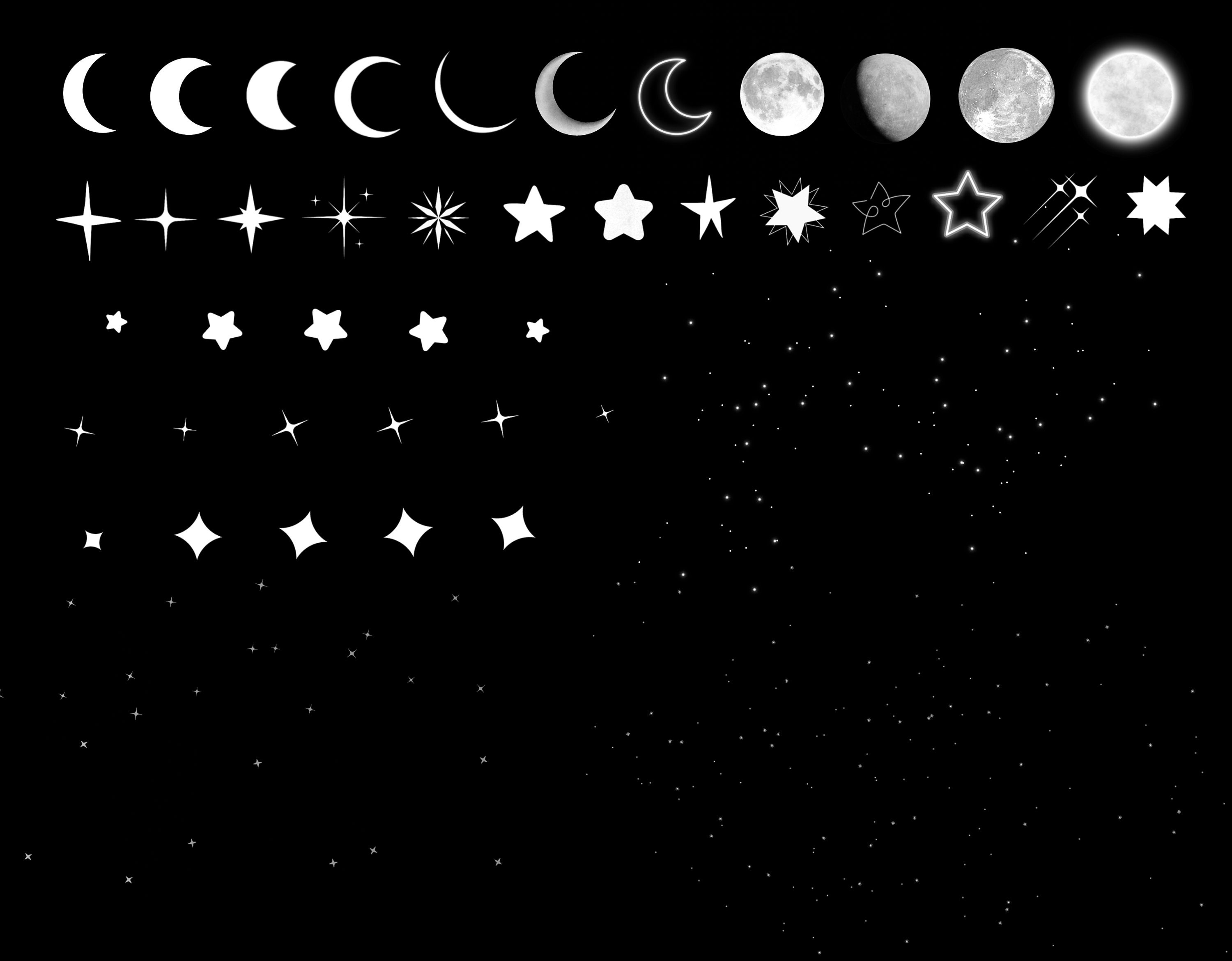Starry Night Moon & Star Procreate Stamp Brush Set - Etsy