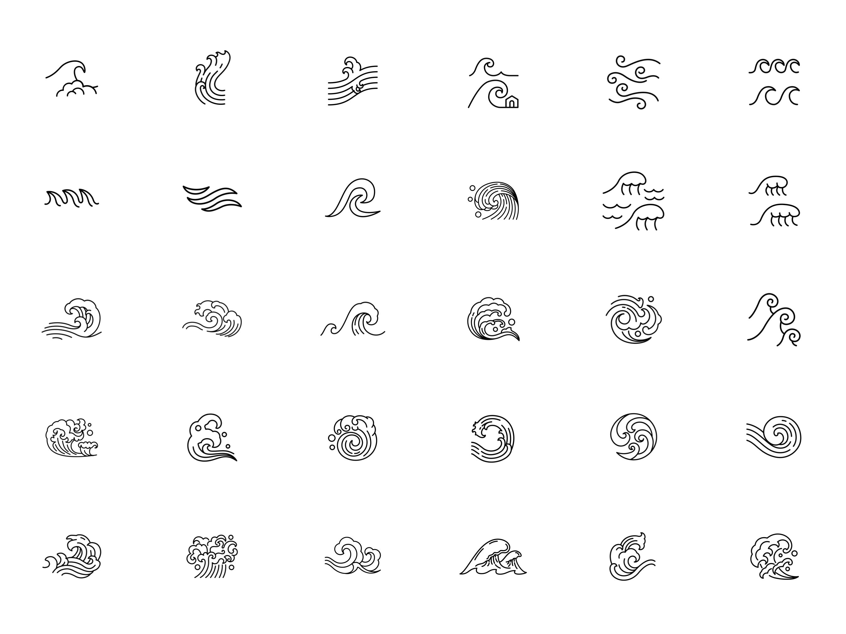 Waves Procreate Stamp Brush Set - Etsy