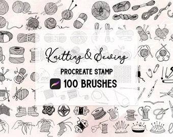 Knitting & Sewing Procreate Stamp brush Set