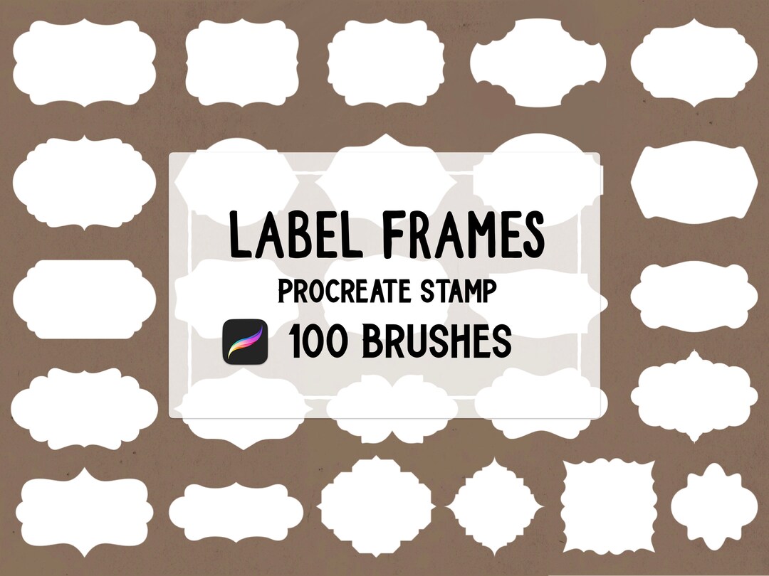 100 Label Frames Procreate Stamp Brush Set Etsy
