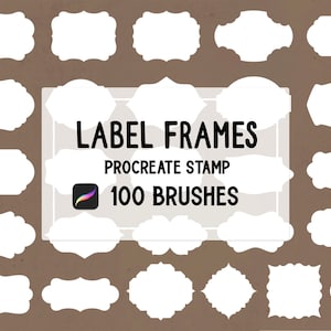 100 ラベル フレーム Procreate スタンプ ブラシ セット