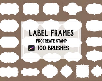 100 cadres d’étiquettes Procreate Stamp brush Set