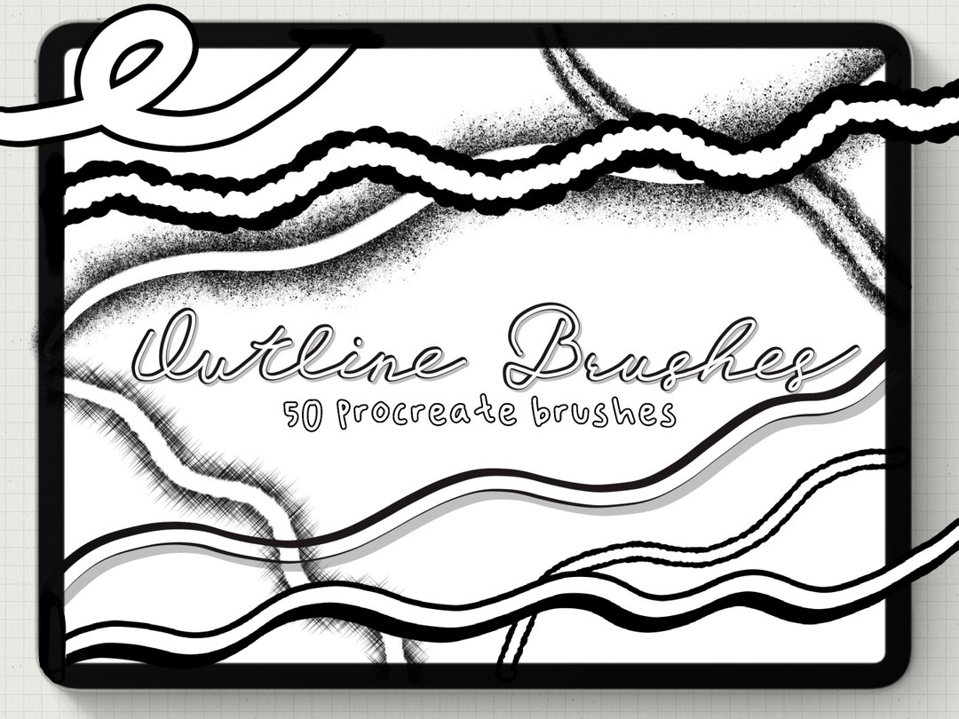 50 Outline Procreate Brush Set - Etsy