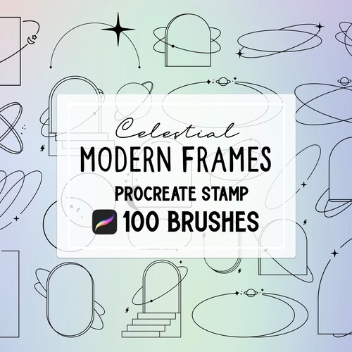 Celestial Modern Line Frames Procreate Stamp Brush Set Etsy