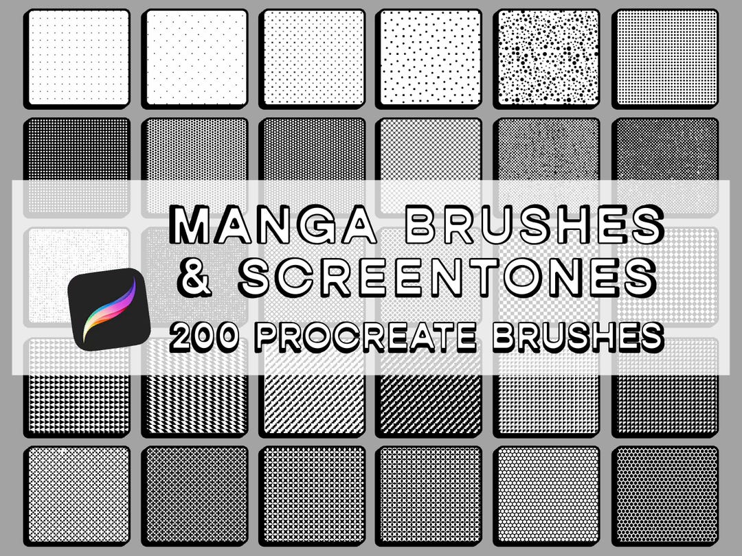 マンガ Procreate ブラシ セット、ハーフトーン、スクリーントーン、ライナー - Etsy 日本