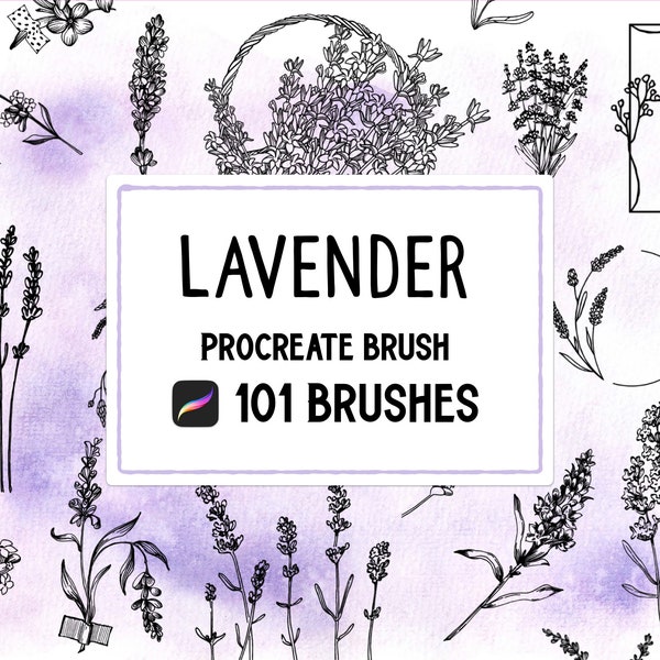 Lavender Procreate Stamp brush Set