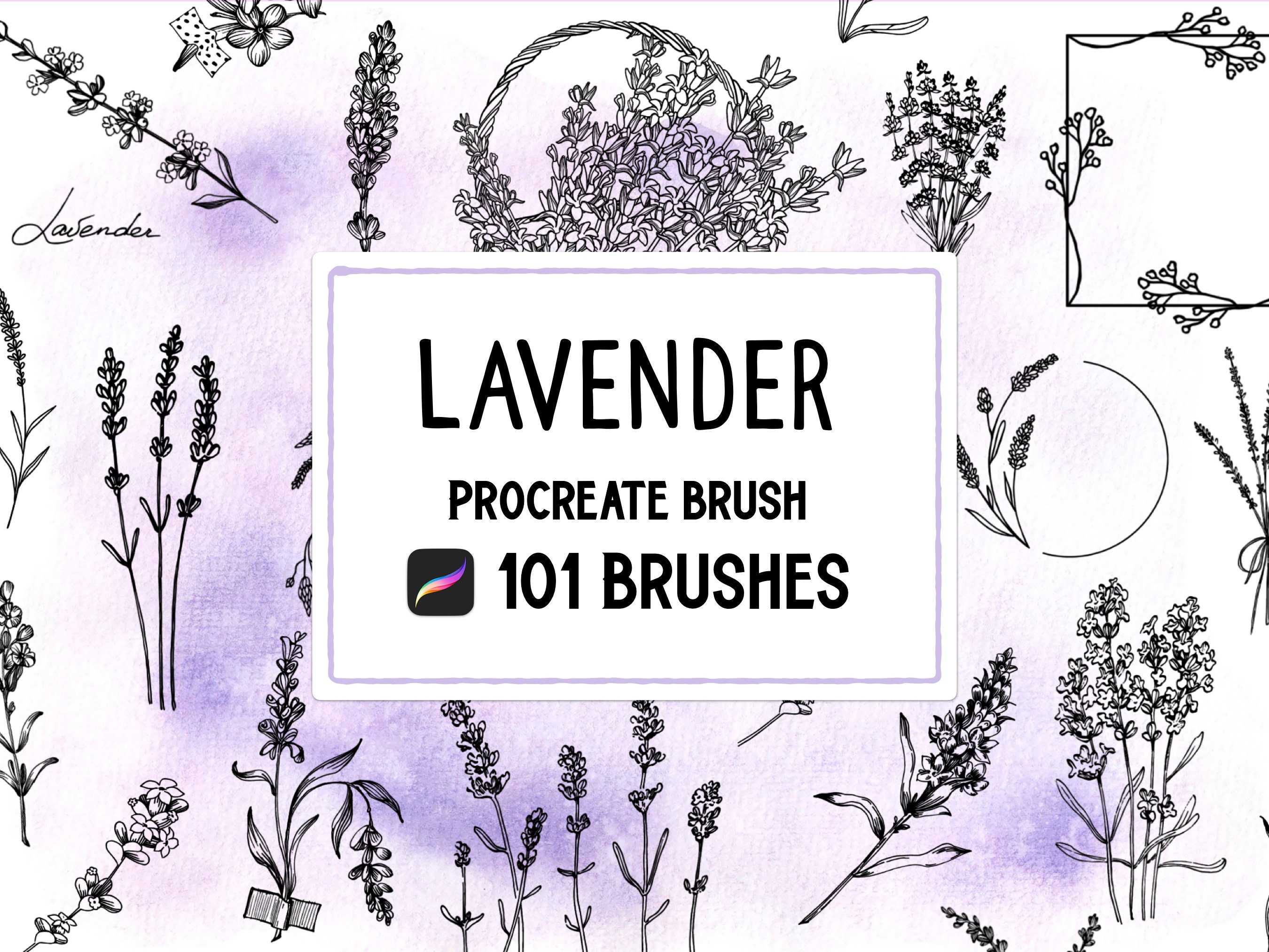 Lavender Procreate Stamp Brush Set Etsy