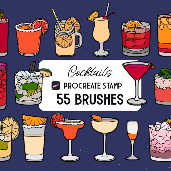 Cocktails Party Drink Procreate Stamp brush Set