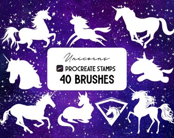 Unicorn Silhouette Procreate Stamp brush Set
