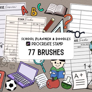 Juego de pinceles de sello procreado School Planner & Doodle