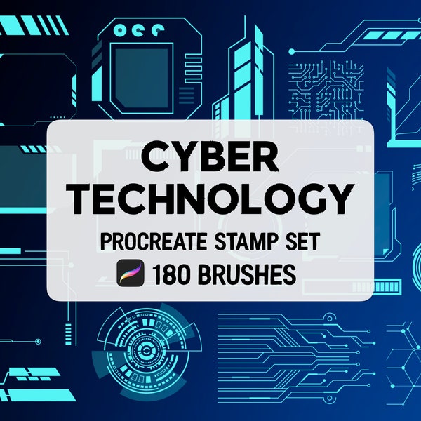 Cyber Futuristic Technology Procreate brush Set