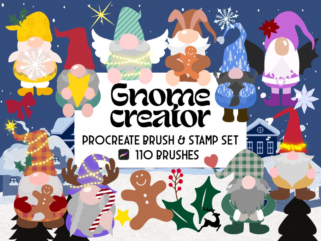 Christmas Gnome Creator Procreate Stamp & Brush Set - Etsy