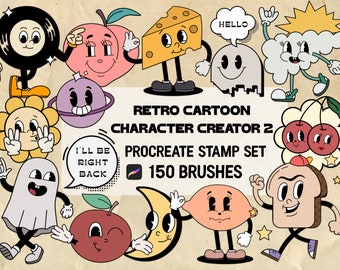 Retro Cartoon Character Creator Procreate Stamp brush Set 2