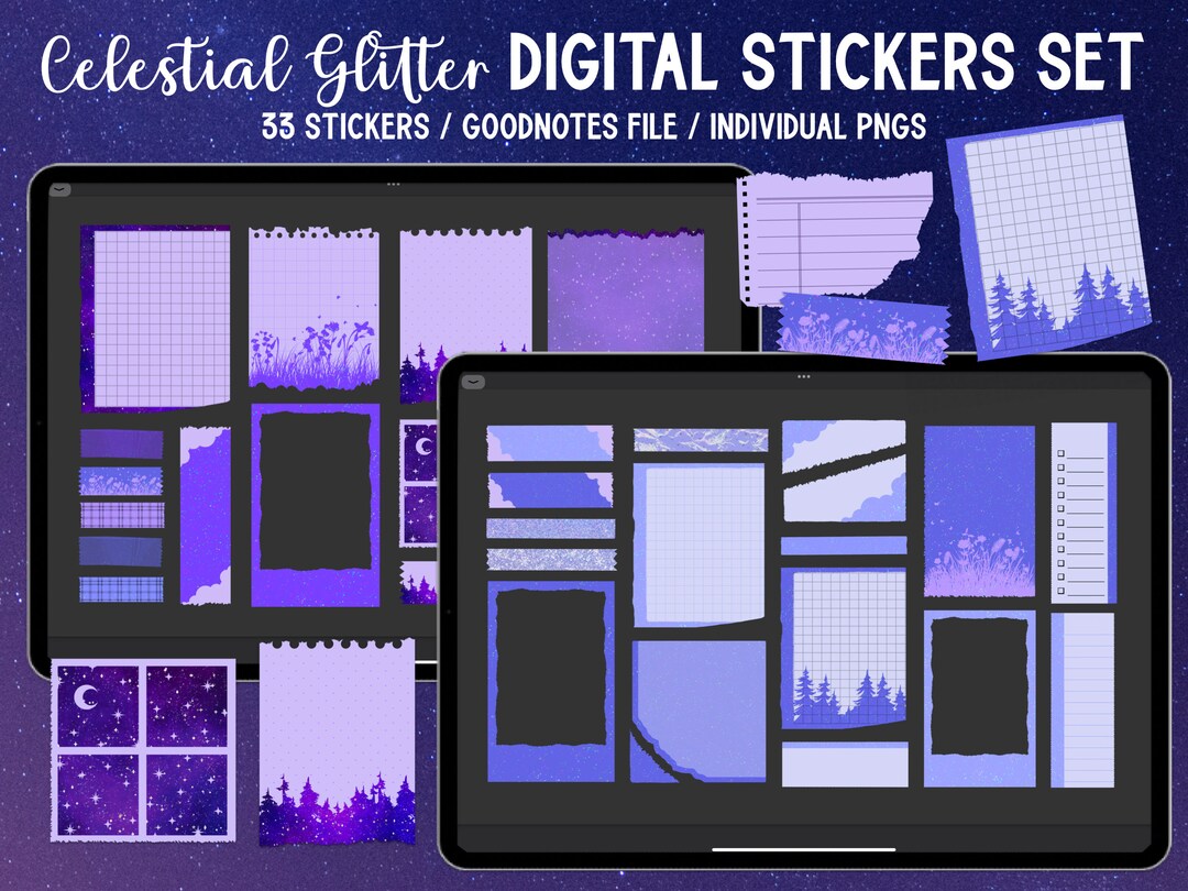 Celestial Digital Stickers Set 4 - Sticky Notes, Washi Tapes, Goodnotes ...
