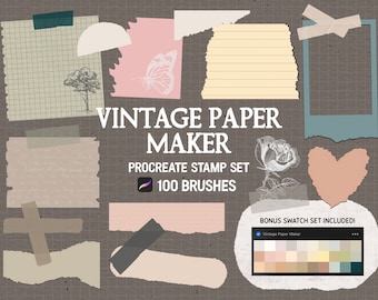 Vintage Torn Paper Maker Procreate Stamp brush Set