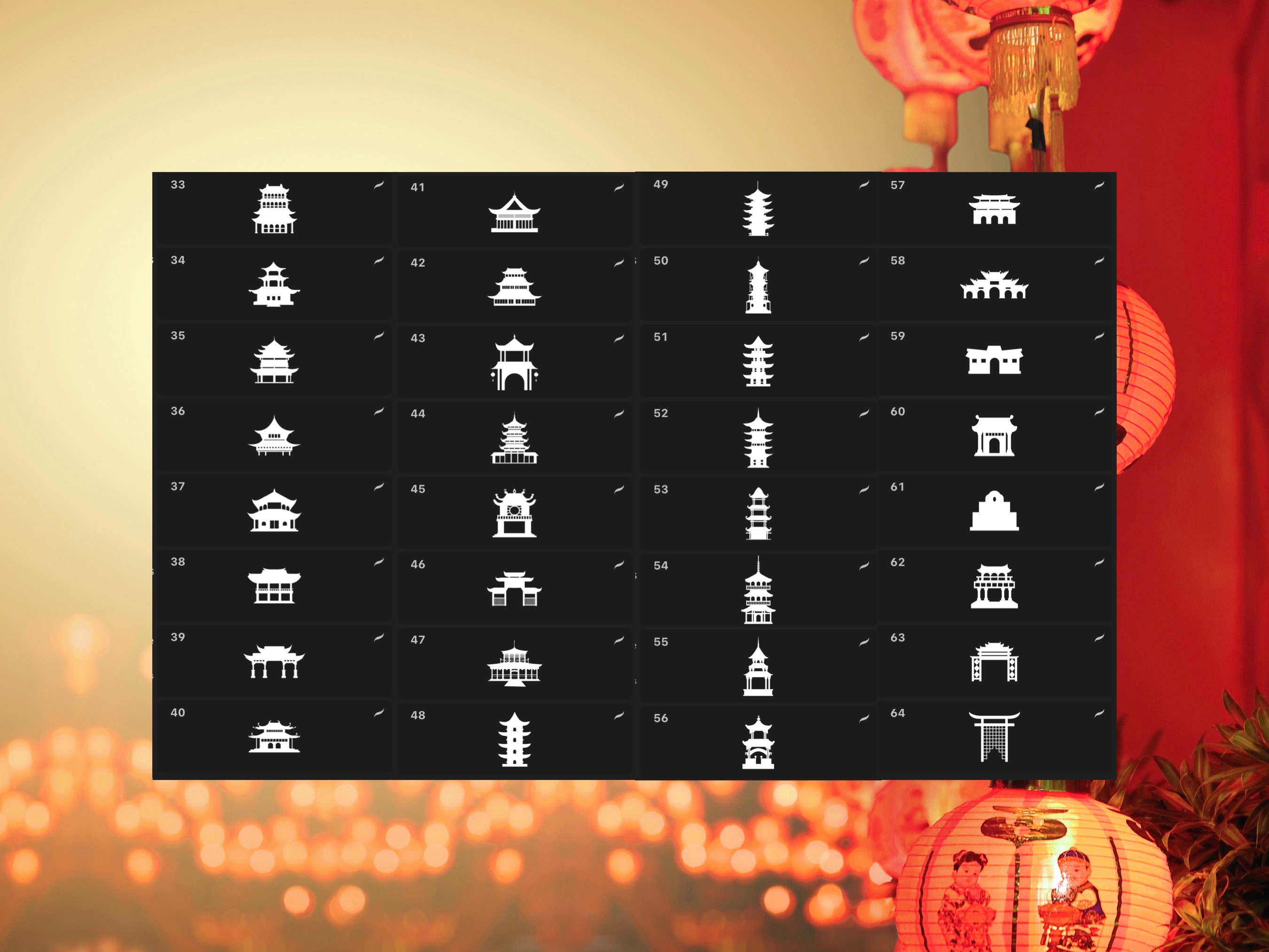 Chinese Buildings Procreate Stamp Brush Set - Etsy