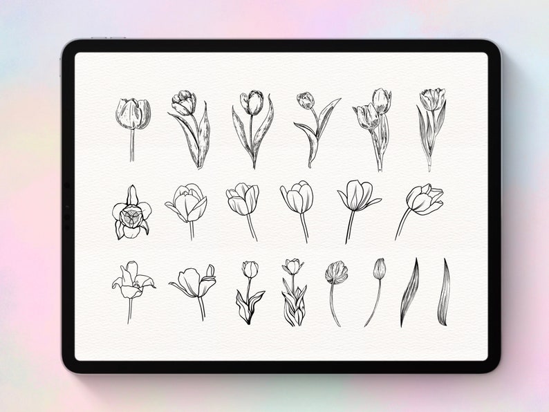 Tulips Procreate Stamp Brush Set - Etsy