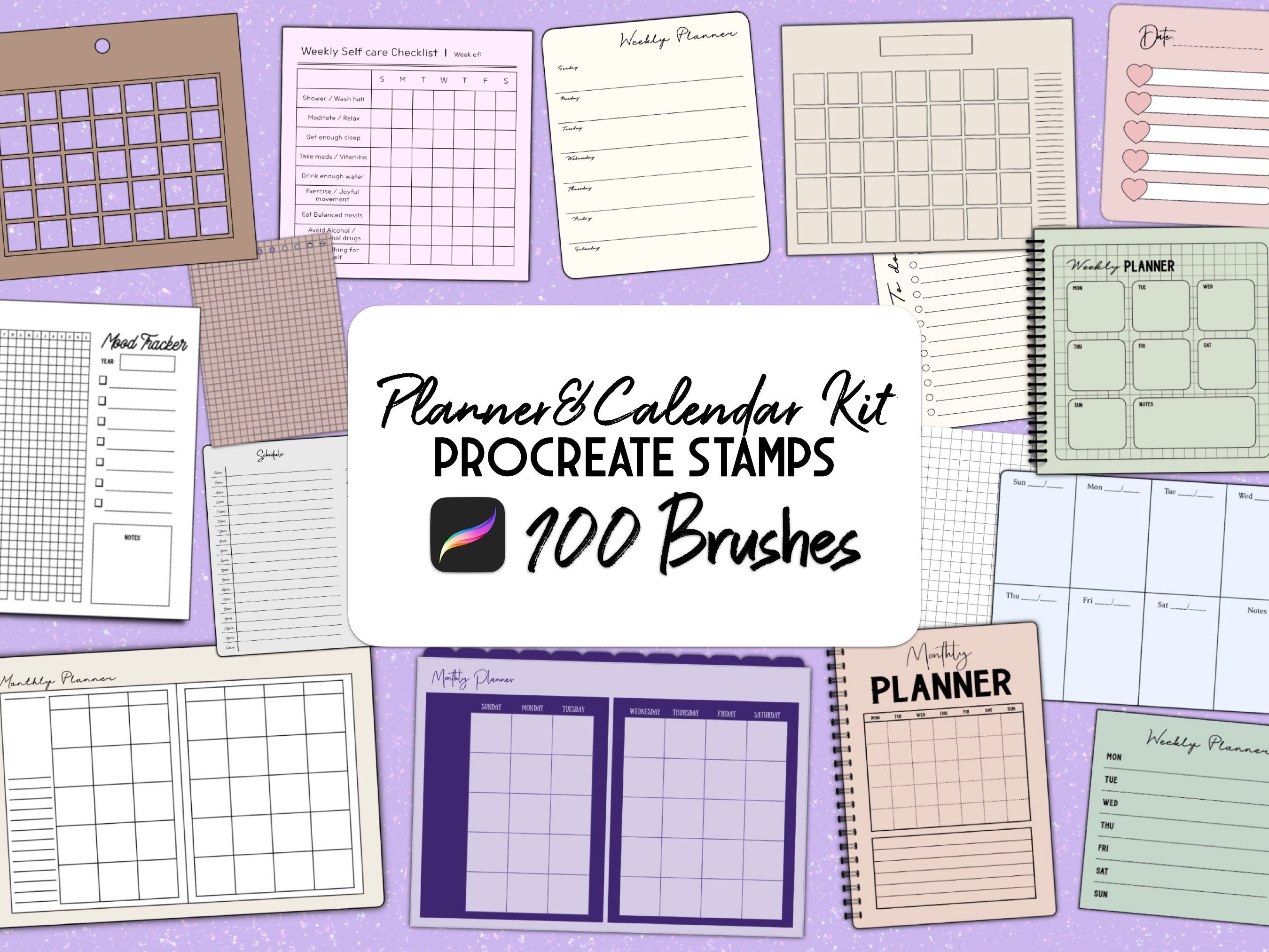 46 Planner Stamps, Brush Stamp Planner Gráfico por N Nakorn