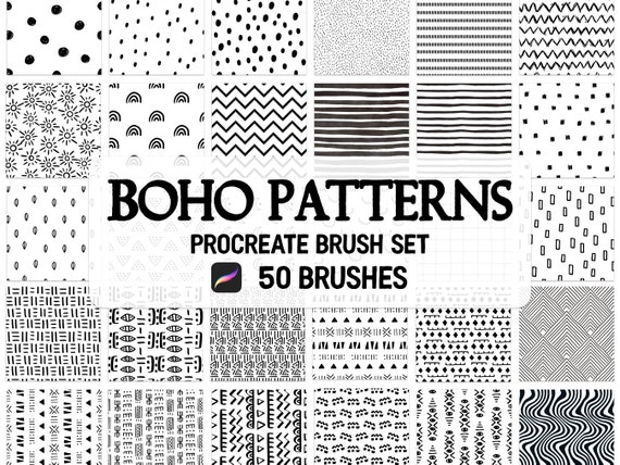 50 Seamless Boho Pattern Procreate brush Set