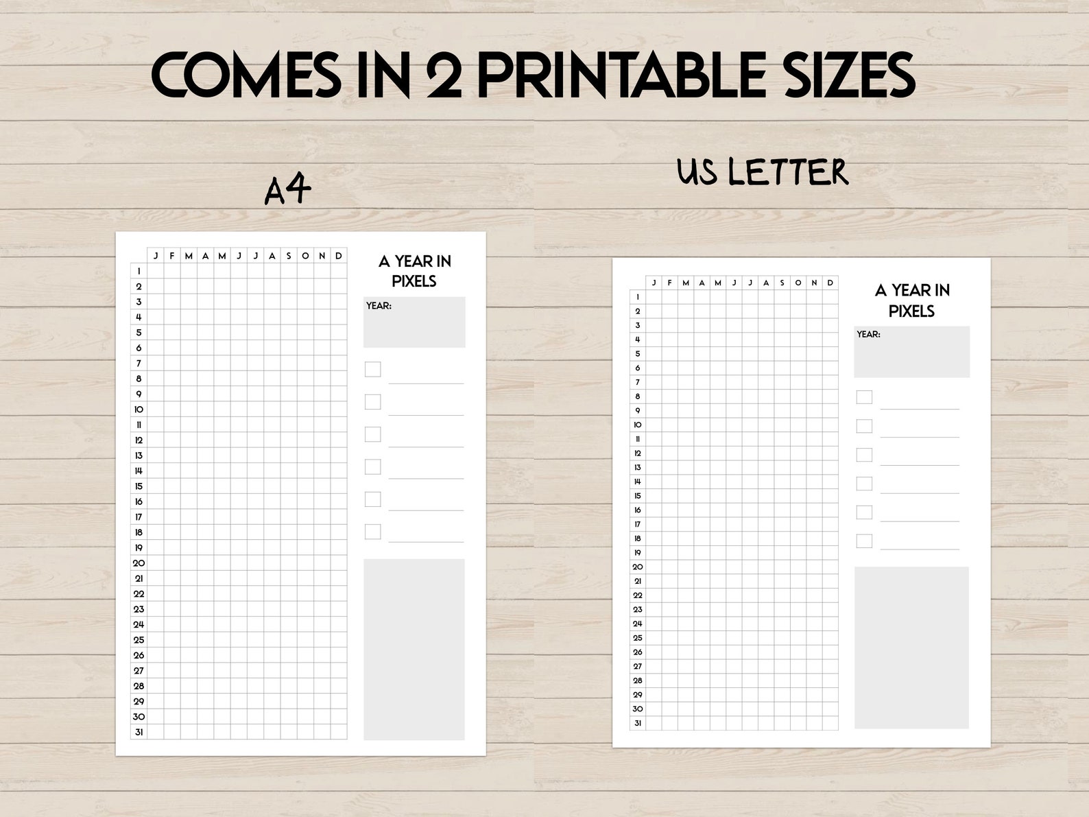 A Year in Pixels Printable Template A4 Letter PDF Mood - Etsy