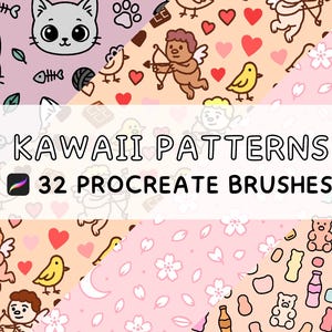 kawaii & Cute Patterns Procreate brush Set