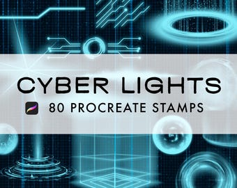 Cyber Light Futuristic Technology Procreate Stamp brush Set
