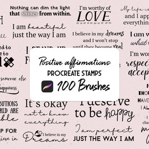 100 Positive Affirmationen Procreate Stempel Pinsel Set