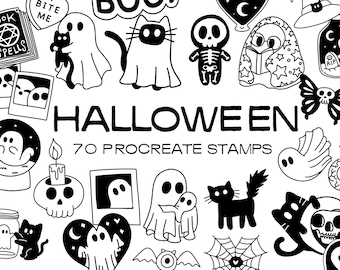Lindo juego de pinceles para sellos de Halloween de Procreate