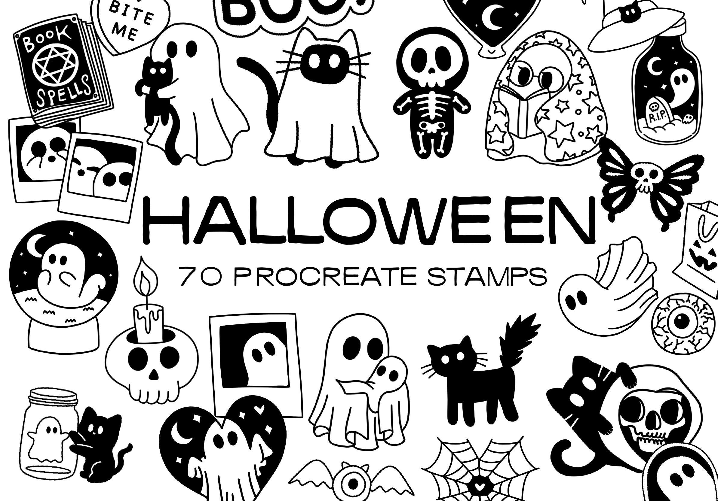 Cute Halloween Procreate Stamp Brush Set - Etsy