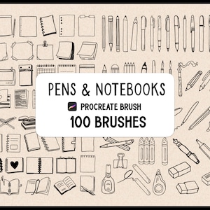 Pens & Notebooks Doodle Procreate Stamp brush Set