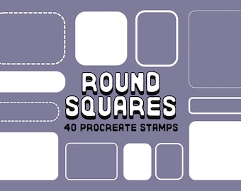 40 Round Square boxes Procreate Stamp brush Set