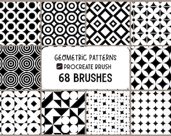 68 Seamless Geometric Pattern Procreate brush Set