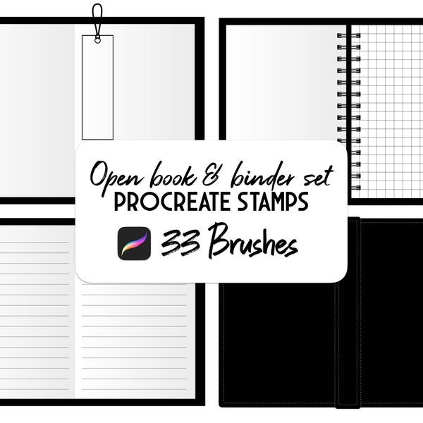 Open book & binder planner procreate stamp brush set