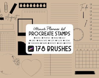 Digital Planners & Stickers Procreate Stamp brush Set
