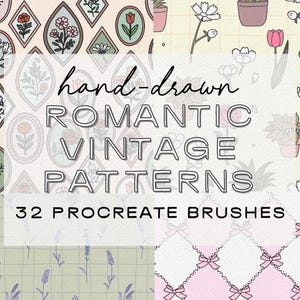 Romantic Vintage Seamless Flower Patterns Procreate brush Set