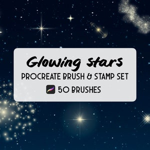 50 Seamless glowing star patterns & stamps Procreate brush Set