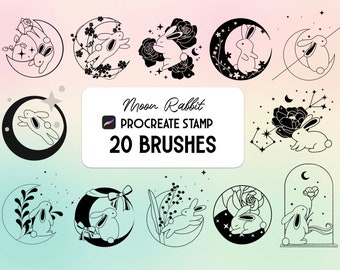 Moon Rabbit Procreate Stamp brush Set