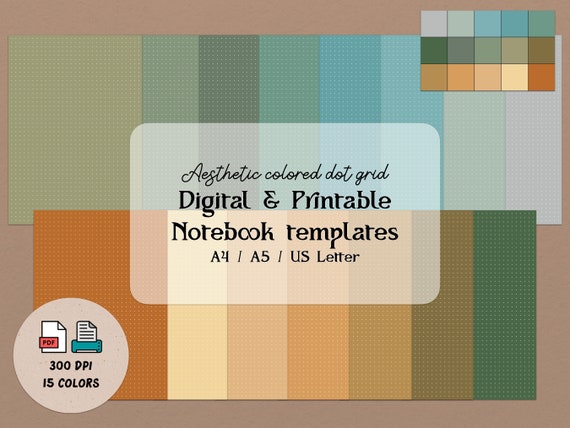 15 Dot Grid Digital Notes Template - Printable, A4, A5, US letter, Goodnotes, PDF