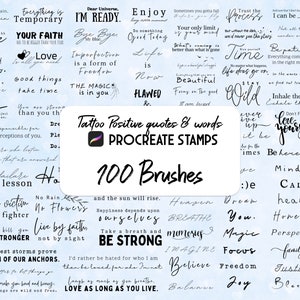 100 affermazioni positive per tatuaggi Procreate Stamp Brush Set