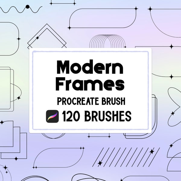 Minimalistic Modern Line Frames Procreate Stamp brush Set