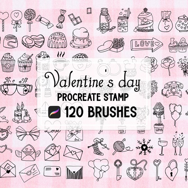 Valentine's Day Procreate Stamp brush Set, Love stamp