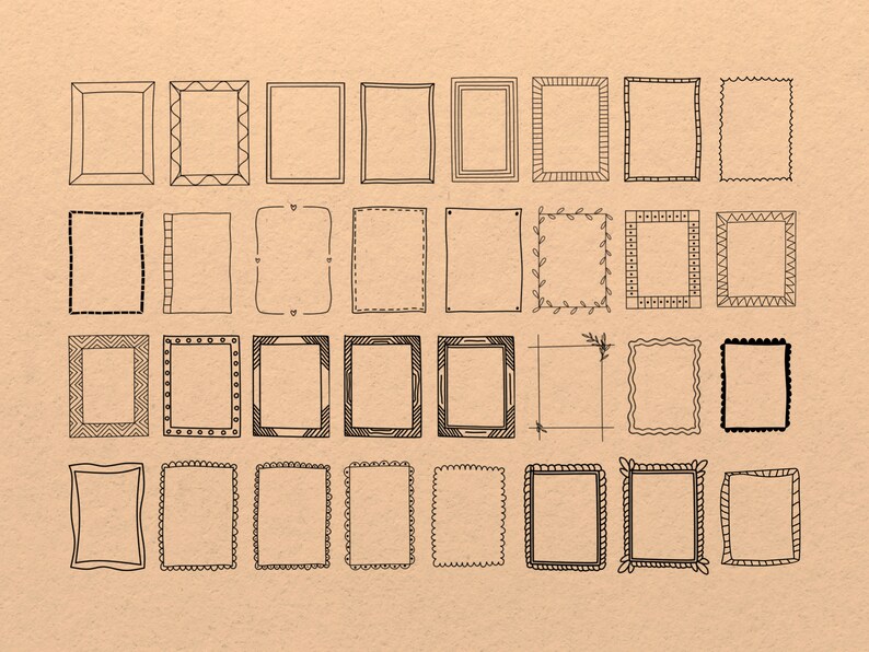100 Hand drawn frames Procreate Stamp brush Set image 2
