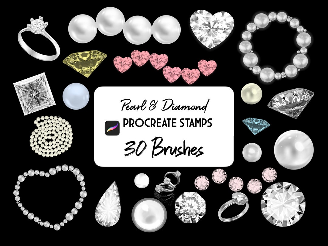 Realistic Jewelry Pearl & Diamond Gem Stamp Procreate Brush Set Etsy