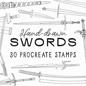 Hand-drawn Swords and Daggers Procreate Stamp brush Set