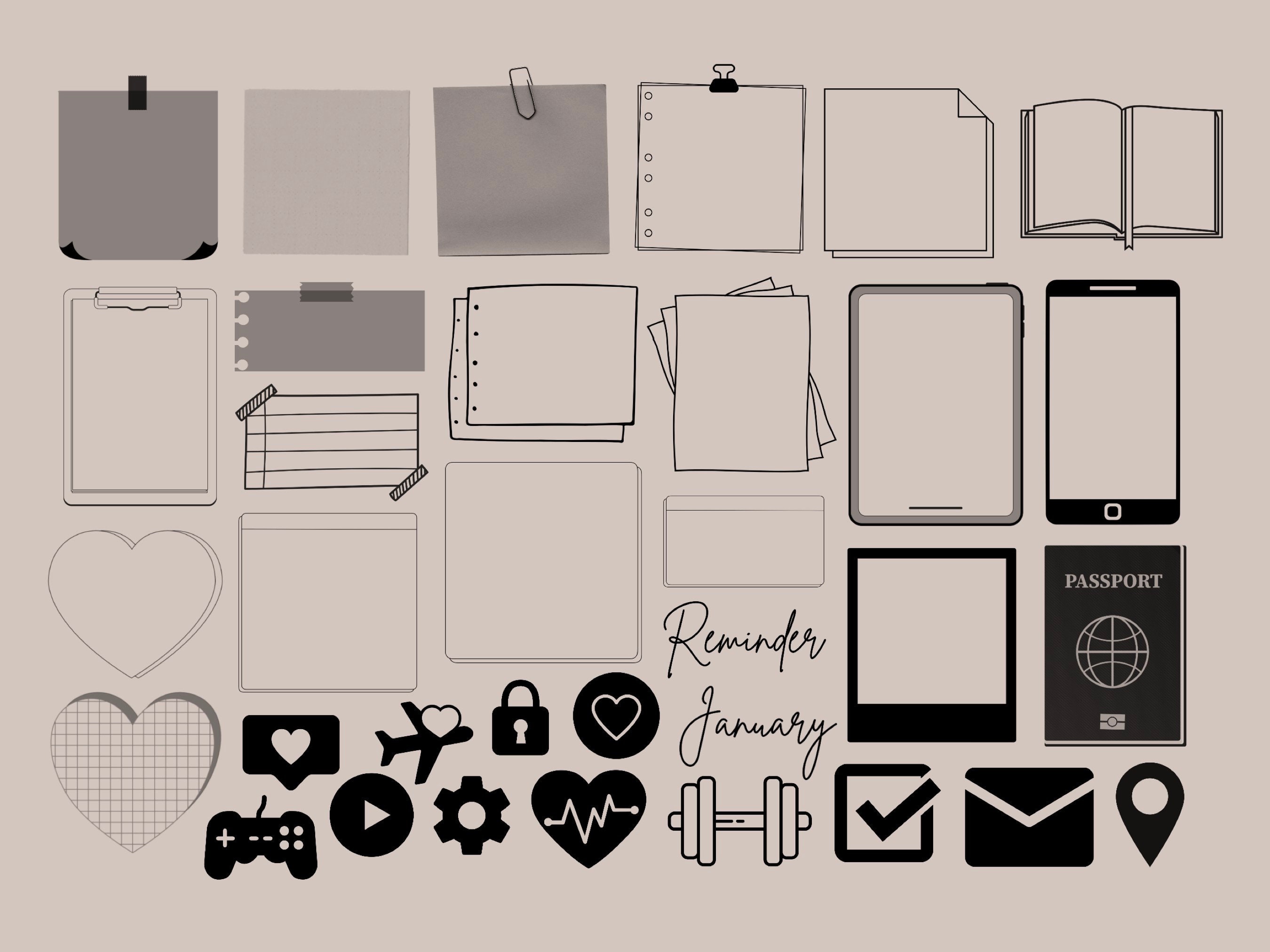 Digital Planners & Stickers Procreate Stamp Brush Set - Etsy
