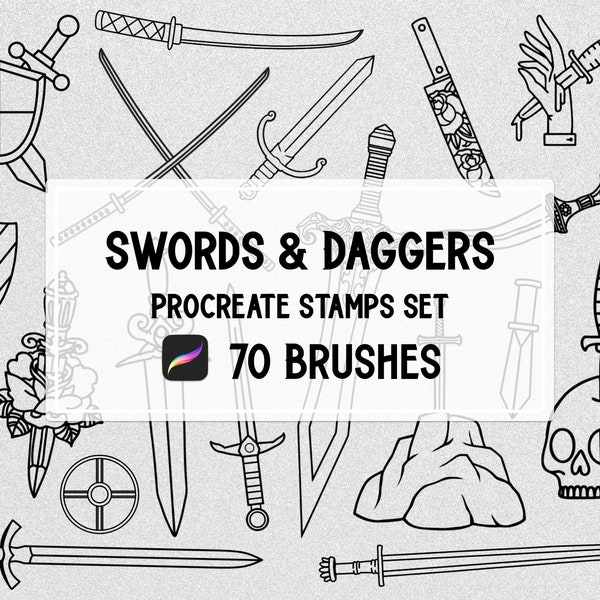 Swords, Daggers and Shields Procreate Stamp brush Set