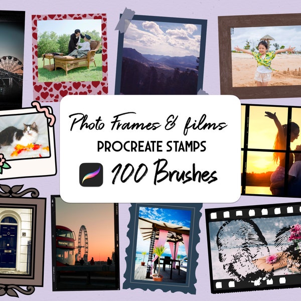 100 Photo frames & films Procreate Stamp brush Set