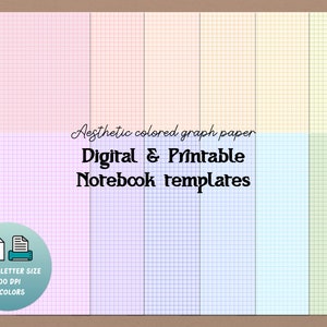 Plantilla de notas digitales de gráfico de colores - Imprimible, A4, carta estadounidense, Goodnotes, PDF