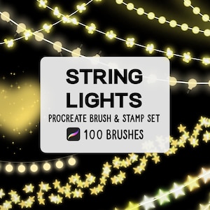 String Lights Procreate brush Set, Fairy lights, Christmas bulbs