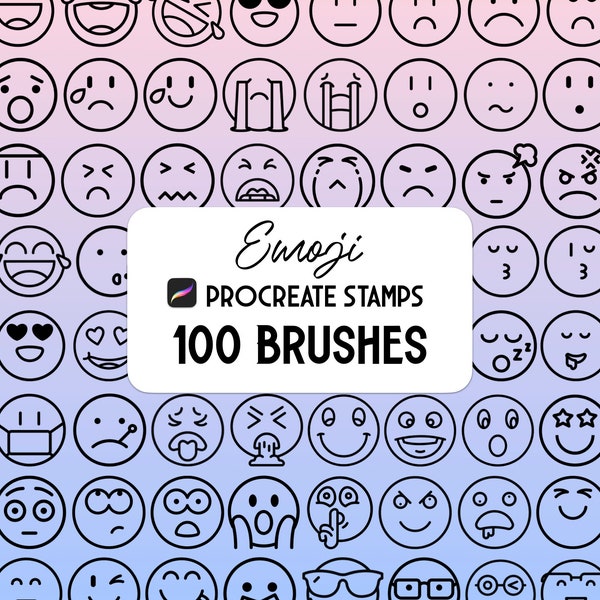 100 Emoji Procreate Stamp brush Set